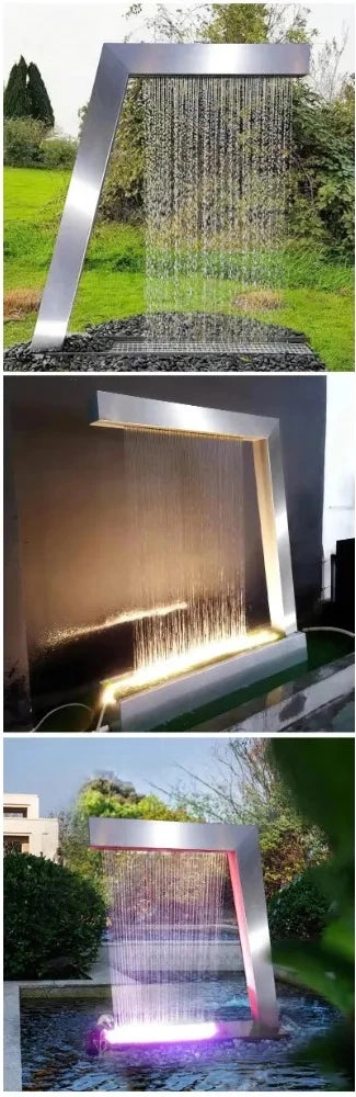 Water features of stainless steel outdoor fountain garden waterfall rain curtain wall