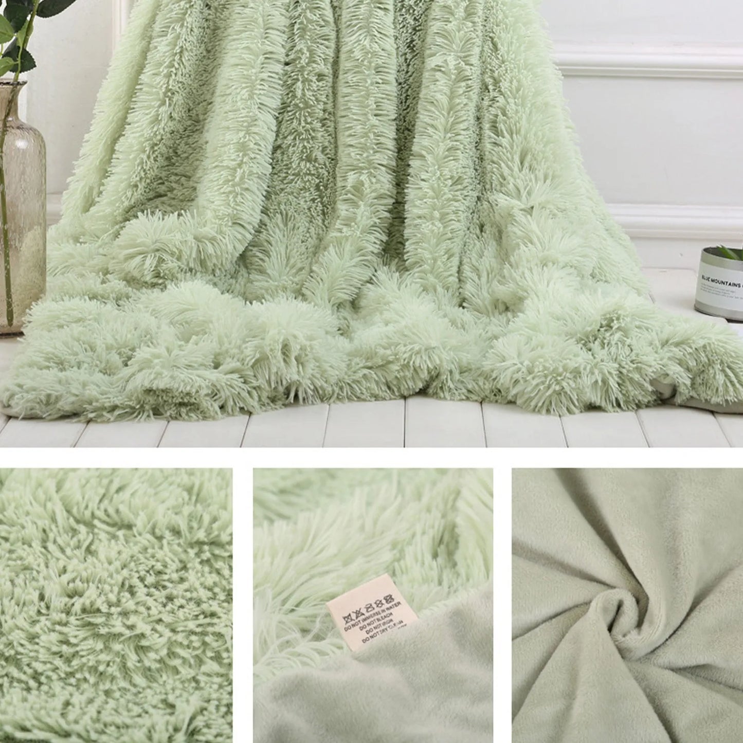 Large Flannel Throw Blanket Long Shaggy Plush Blanket For Couch Sofa Bed Winter Warm Soft Fluffy Faux Fur Bedspread Multi Colors