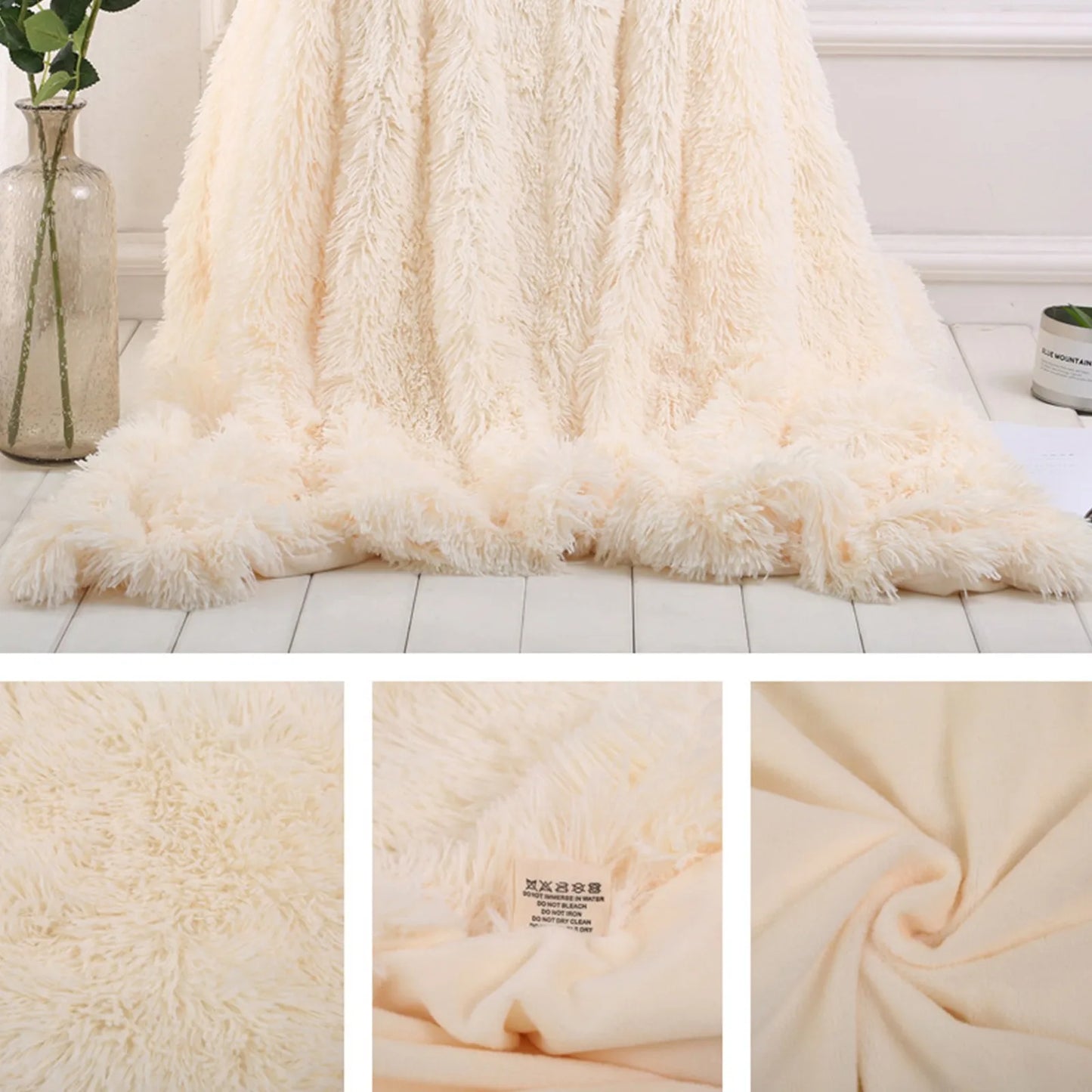 Large Flannel Throw Blanket Long Shaggy Plush Blanket For Couch Sofa Bed Winter Warm Soft Fluffy Faux Fur Bedspread Multi Colors