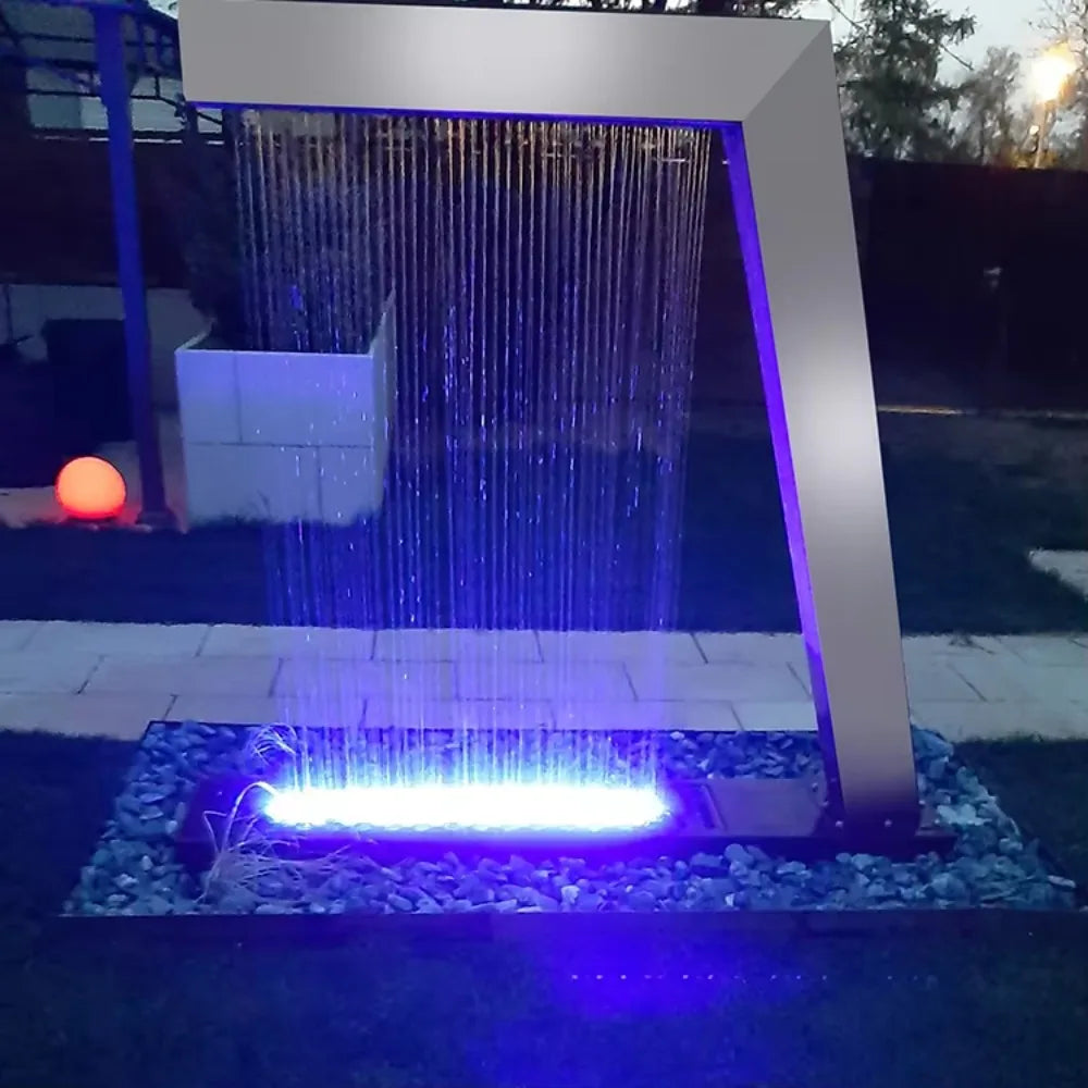 Water features of stainless steel outdoor fountain garden waterfall rain curtain wall