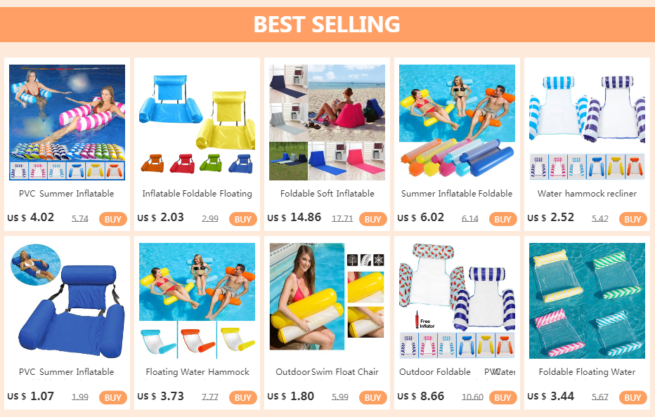 PVC Summer Inflatable Foldable Floating Row Swimming Pool Water Hammock Air Mattresses Bed Beach Water Sports Lounger Chair