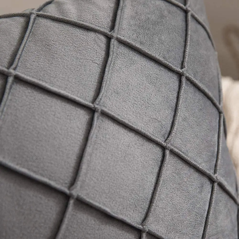 Dark Gray Velvet Cushion Covers Plaid Pillowcases 30x50cm 45x45cm 50x50cm Nordic Home Decor Pillows Cover for Sofa Cushions