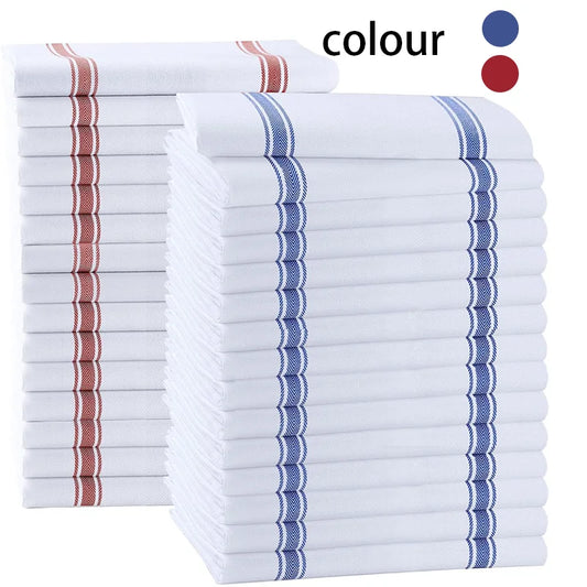4/6/8/12 Pieces, 45×62cm, Minimalist Style Red and Blue Stripes, Knitted Pure Cotton Absorbent Cleaning Cloth, Perfect for Kitchen, Household Cleaning Cloth, Scouring Pad